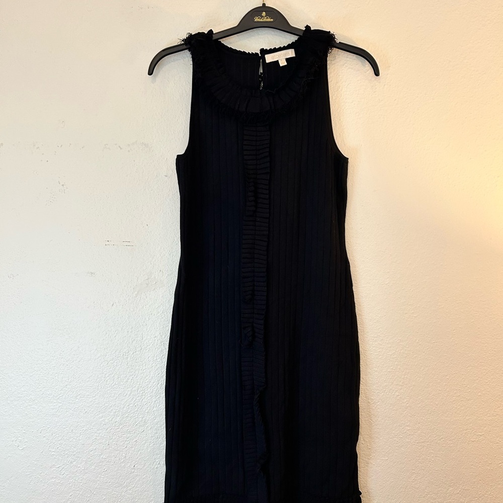 Etcetera Black Ruffle Trim Midi Dress